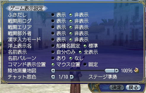 ゲーム表示設定